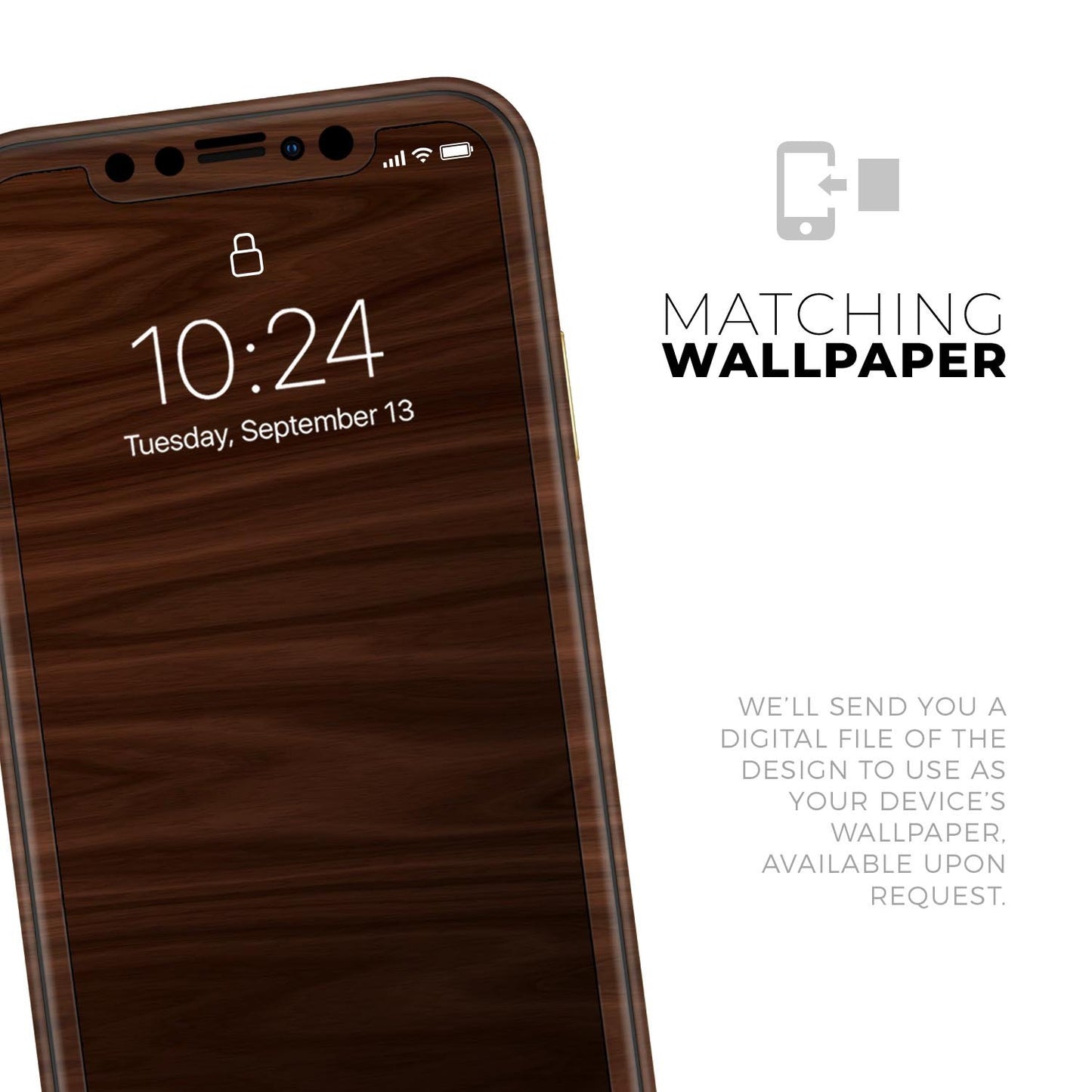 Dark Brown Wood Grain - Skin-Kit compatible with the Apple iPhone 13,