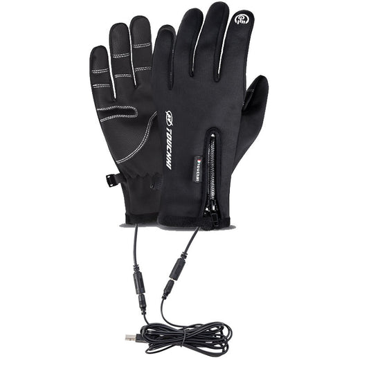 USB heating riding gloves winter outdoor heating gloves touch screen men and women windproof warm riding gloves